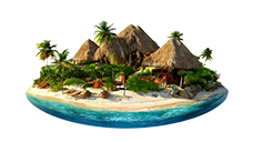 Paisaje de Maldivas en estilo cartoon