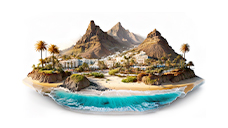 Paisaje del Caribe en estilo cartoon